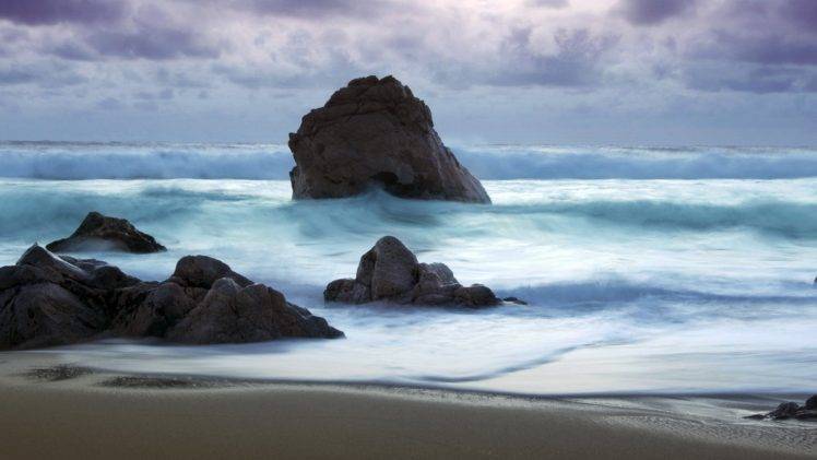 beach, Rock, Waves HD Wallpaper Desktop Background
