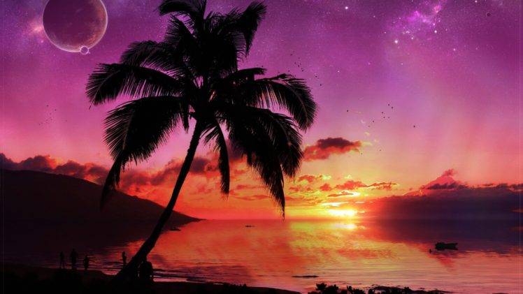 sunset, Beach HD Wallpaper Desktop Background