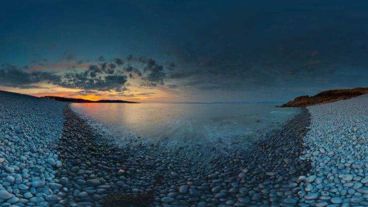 beach, Sunset, Rock, Sea HD Wallpaper Desktop Background