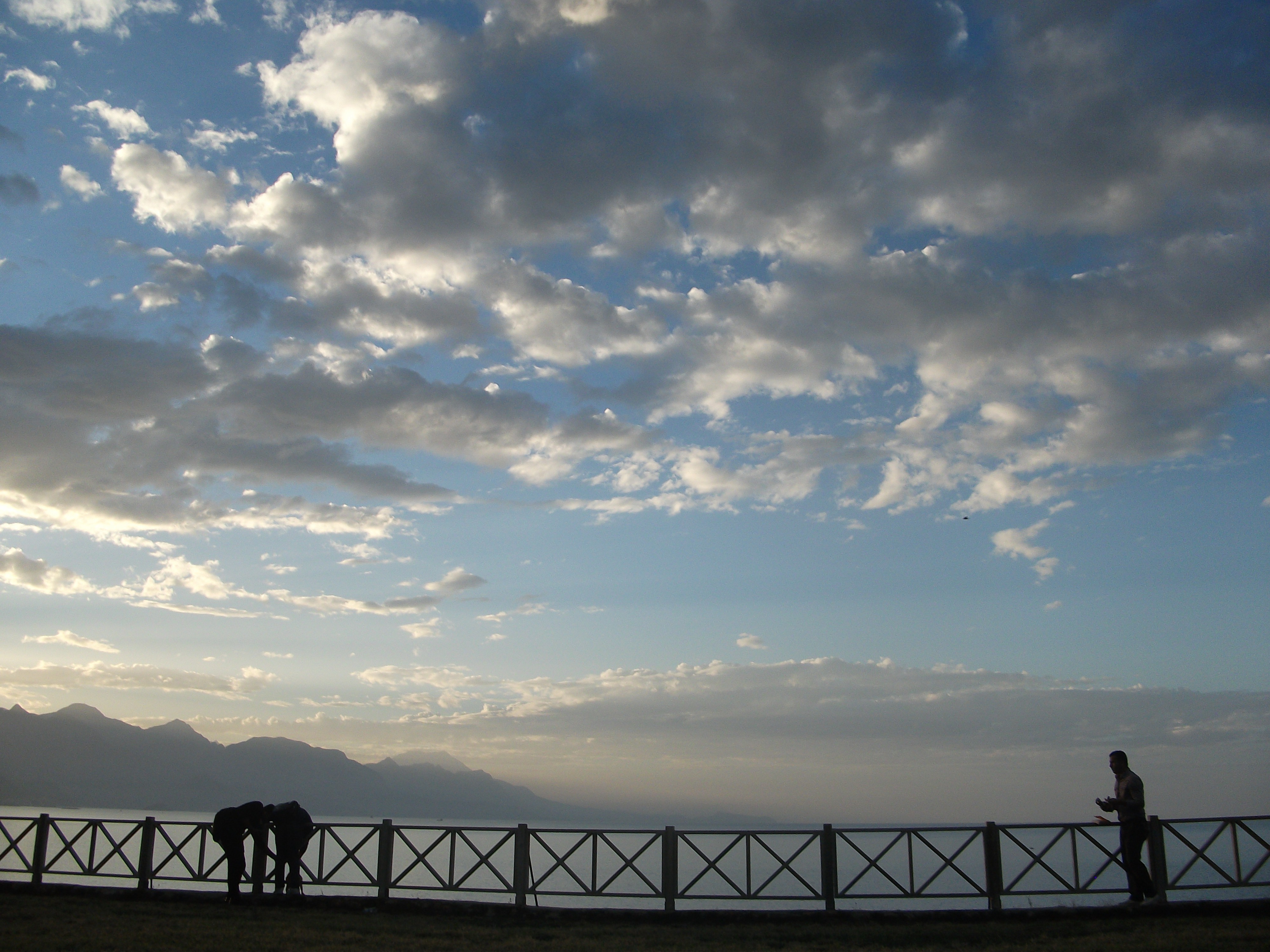 clouds, Wood, Mountain Wallpaper