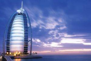 cityscape, Dubai, City, Urban, Hotels, Clouds, Building, Burj Al Arab