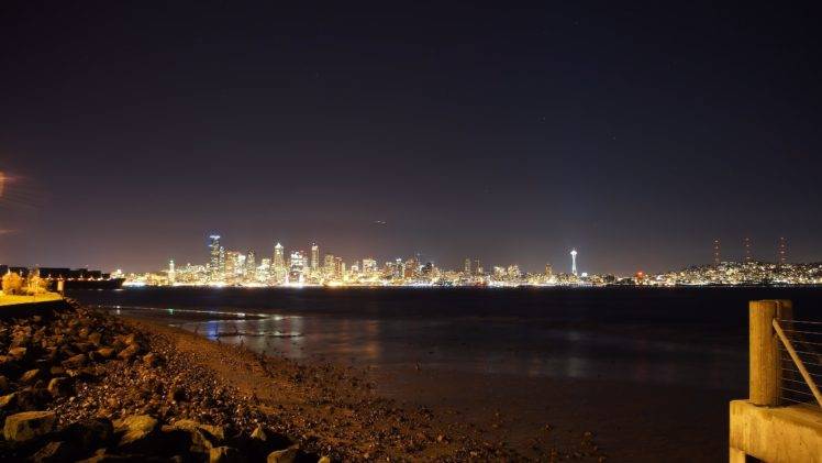 Seattle, Night, Stars, Beach HD Wallpaper Desktop Background