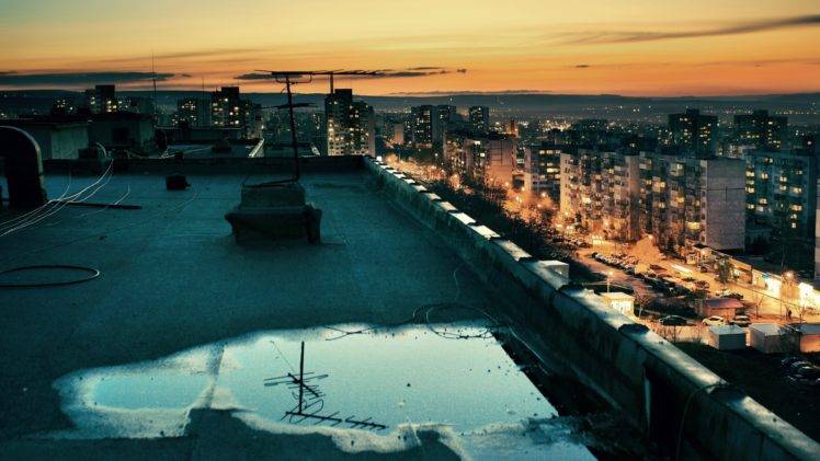 cityscape, Rooftops, Sunset, HDR, Building, City HD Wallpaper Desktop Background