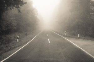 monochrome, Road, Mist, Landscape