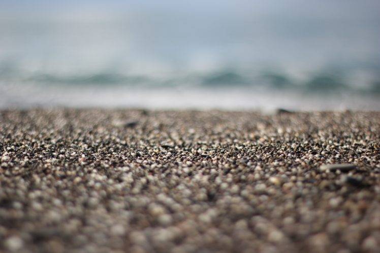 sand, Sea, Stones, Depth of field, Macro, Tilt shift HD Wallpaper Desktop Background