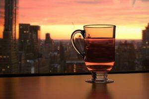 tea, Cityscape, Sunset
