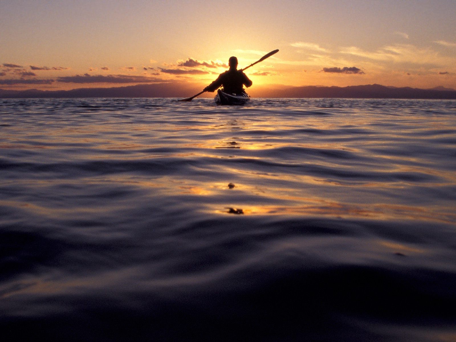 kayaks, Sunset Wallpaper