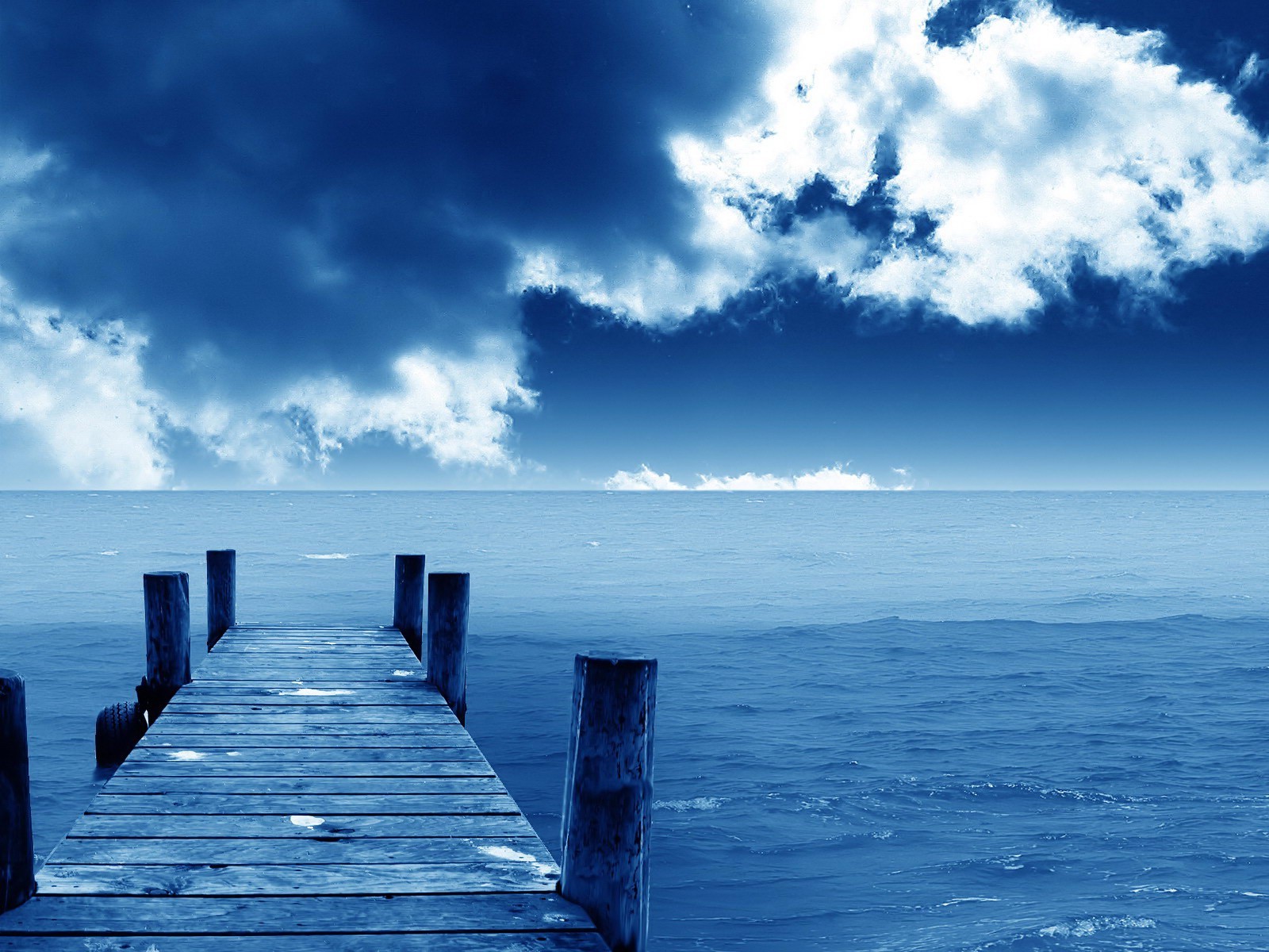 pier, Sea, Clouds Wallpaper
