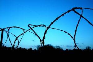 barbed wire, Silhouette, Sky