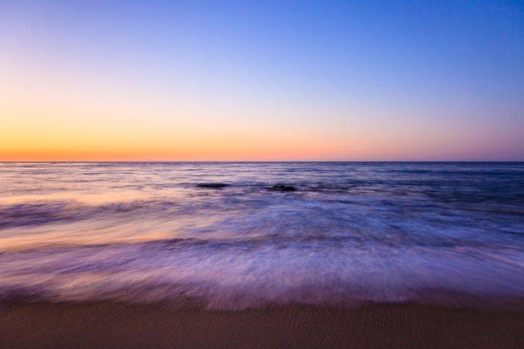 beach, Sunset, Long exposure, Motion blur, Minimalism HD Wallpaper Desktop Background