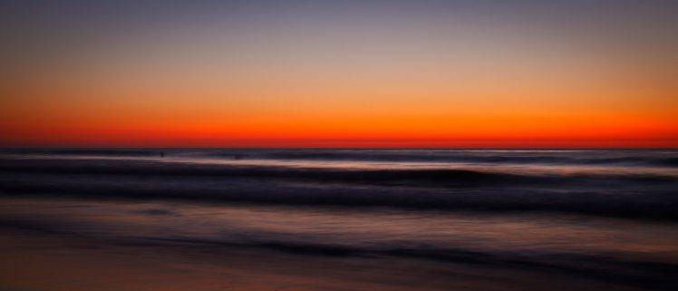 beach, Sunset, Long exposure HD Wallpaper Desktop Background