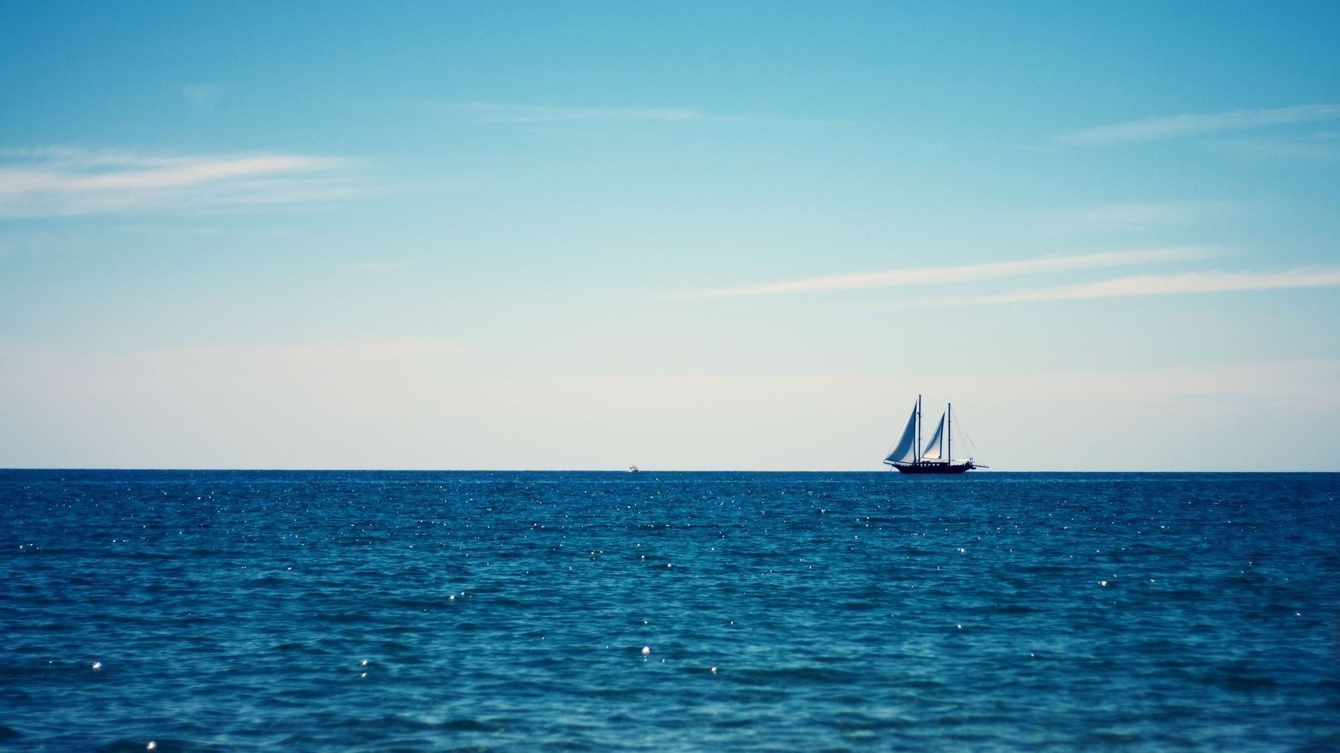 minimalism, Clouds, Sailing ship, Water, Sea, Horizon Wallpaper