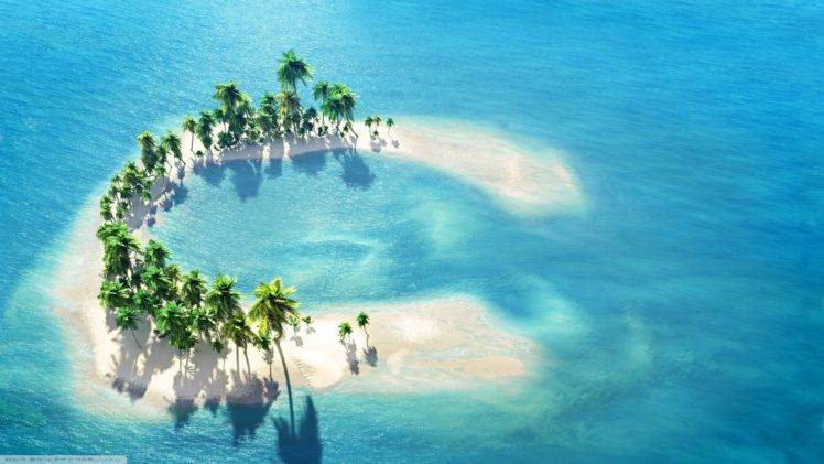 island, Water, Palm trees HD Wallpaper Desktop Background