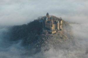castle, Hohenzollern, Germany, Forest, Mist