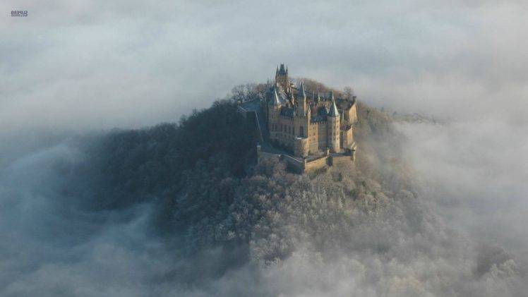 castle, Hohenzollern, Germany, Forest, Mist HD Wallpaper Desktop Background