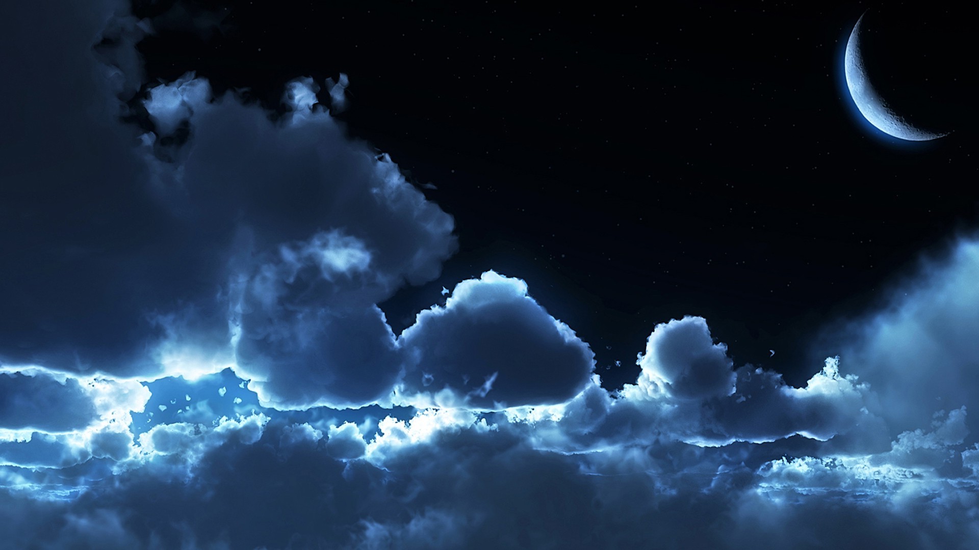 Moon, Night, Sky, Clouds Wallpaper