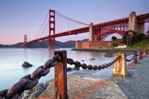 Golden Gate Bridge, Bridge, Architecture, Chains, Sea, Water, Rust