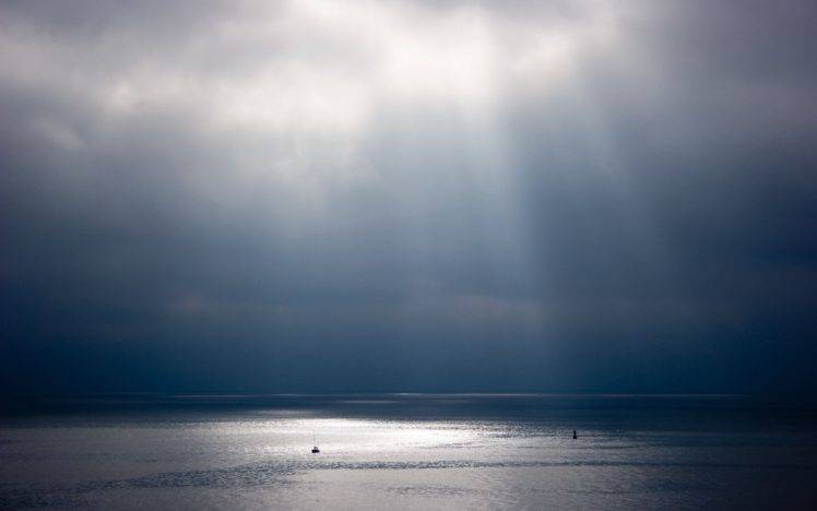 sea, Sky, Nature, Sun rays, Horizon HD Wallpaper Desktop Background