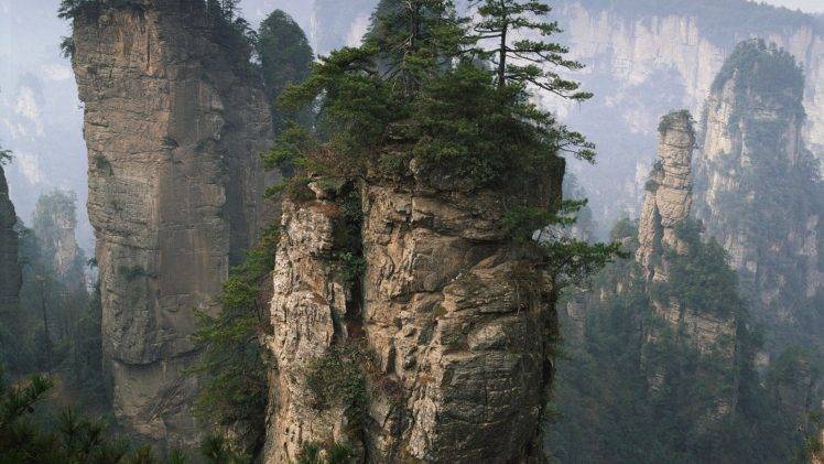 rock, Nature, Trees, Landscape, China HD Wallpaper Desktop Background