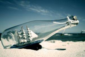 sailing ship, Ship in a bottle, Beach, Sand
