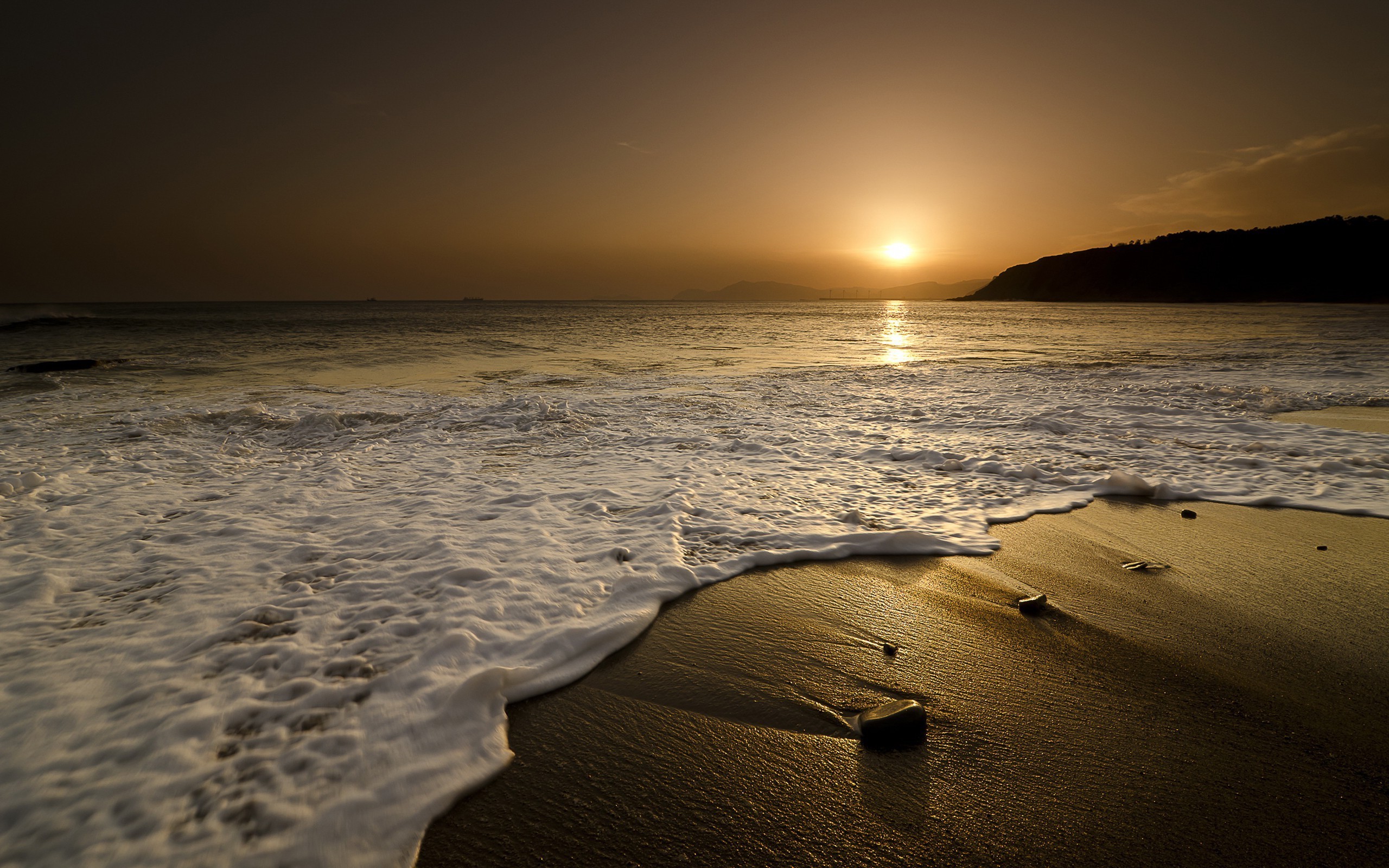 beach, Sea, Sand, Sunlight, Silhouette, Landscape Wallpaper