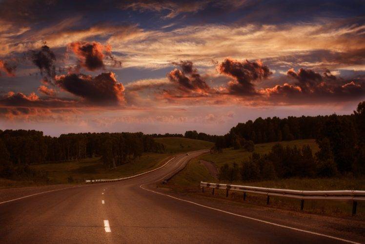 road, Clouds, Trees, Sky HD Wallpaper Desktop Background
