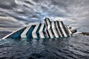 Costa Concordia, Disaster, Crash, Ship, Cruise ship, Sea, Clouds, Sinking ships