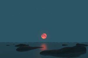 moon, Sea, Lunar eclipses