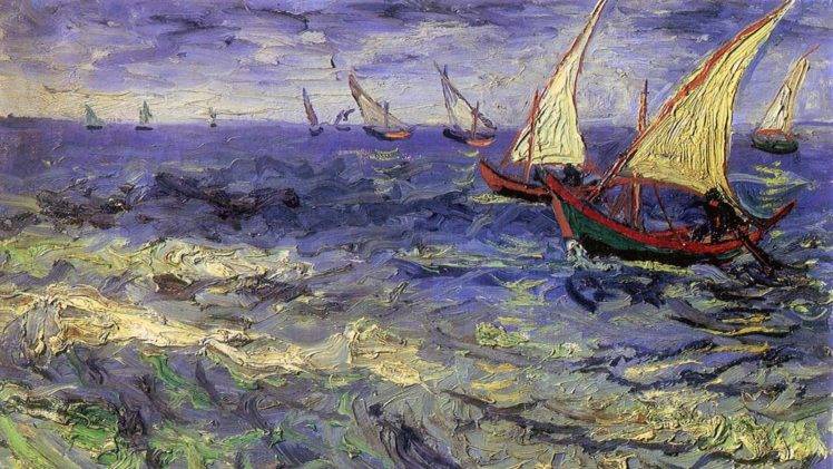 Vincent van Gogh, Boat, Painting, Sea, Artwork, Classic art HD Wallpaper Desktop Background