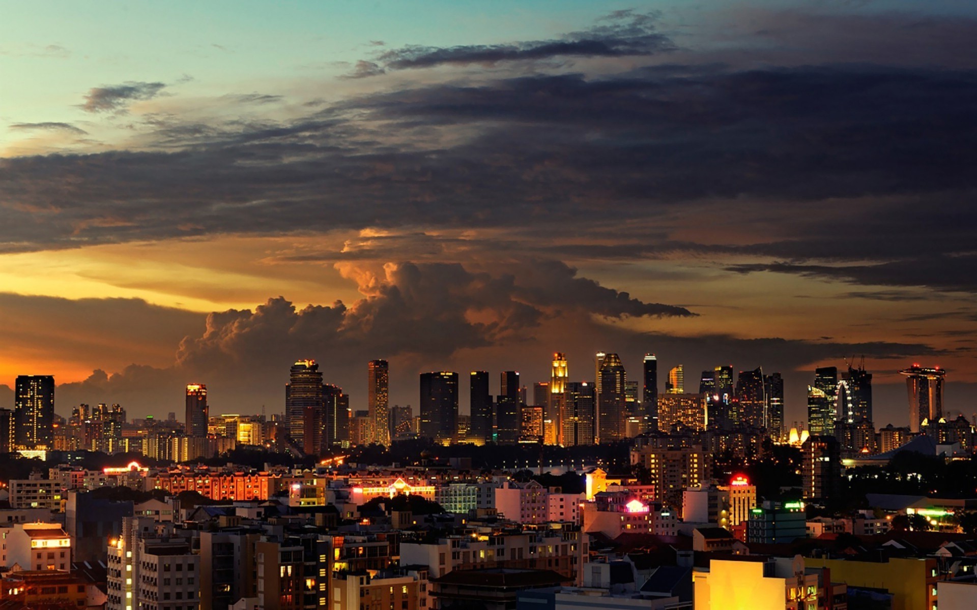 Singapore, City, Cityscape, Skyscraper, Clouds Wallpaper
