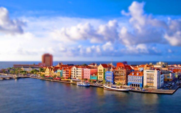 tilt shift, Building, City, Cityscape, Island, Curacao Island HD Wallpaper Desktop Background