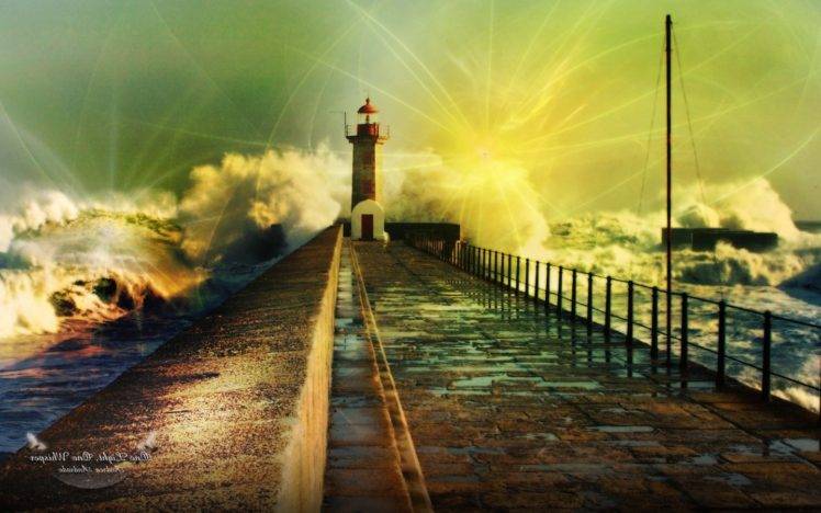 lighthouse, Digital art, Sea HD Wallpaper Desktop Background