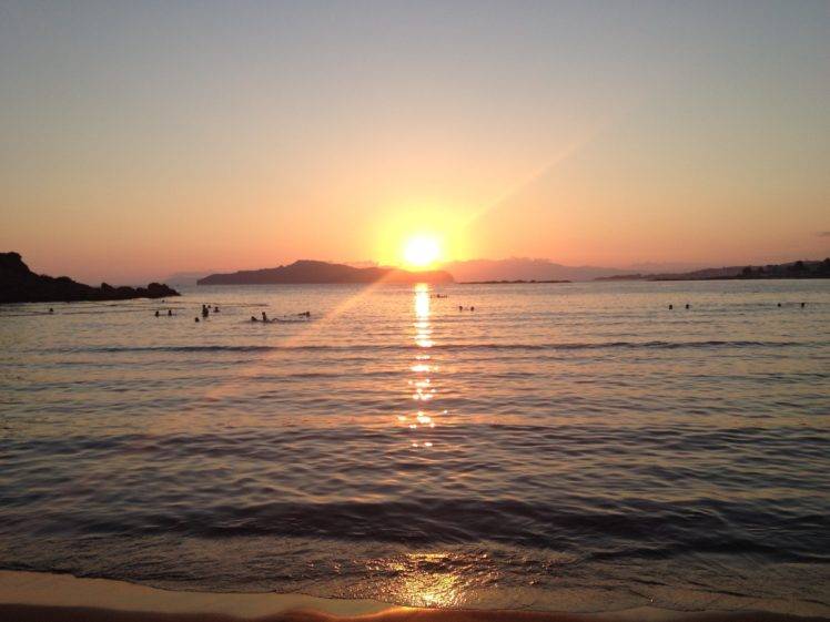 sunset, Greece, Beach, Water, Island HD Wallpaper Desktop Background