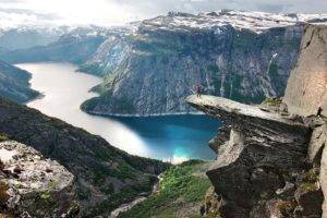fjord, Sea, Cliff, Canyon, Snow, Clouds, Rock, Norway, Landscape, Nature, Water, Mountains, Panorama