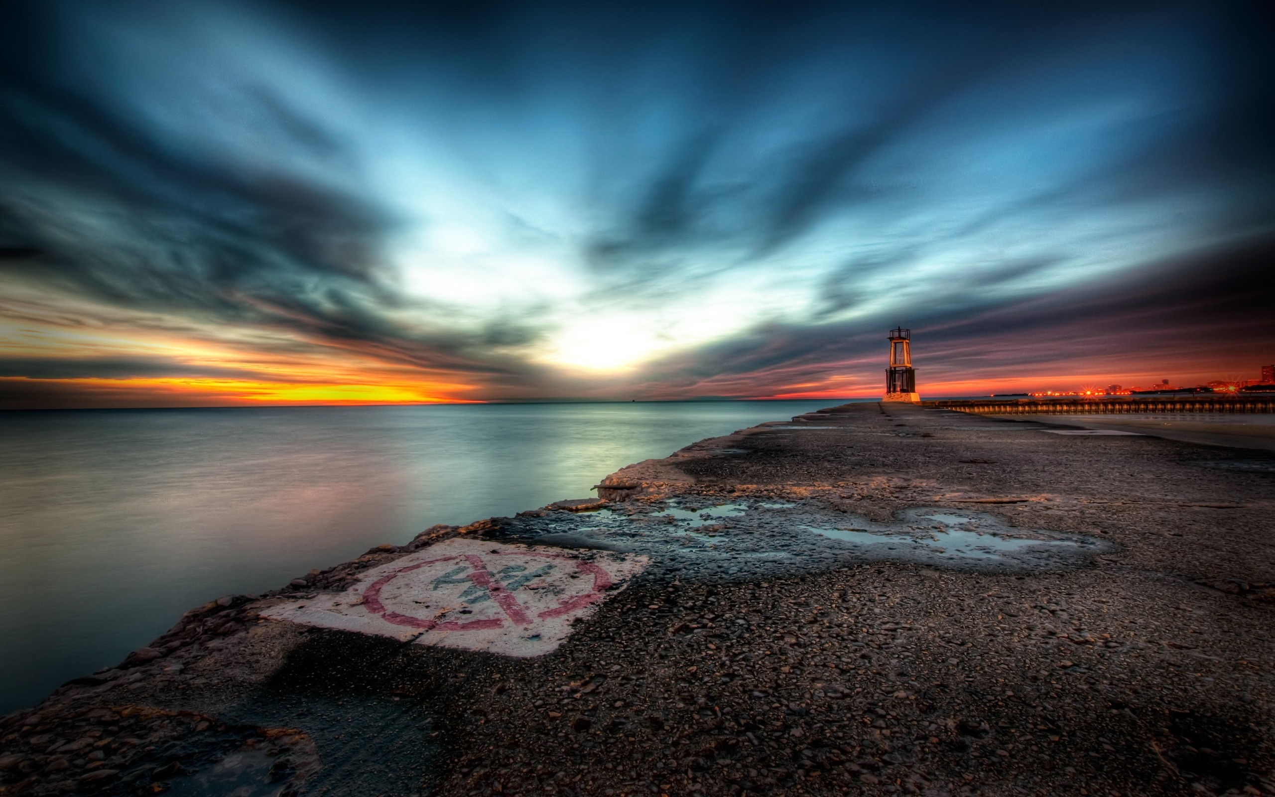 sea, HDR, Sunset, Sky Wallpaper