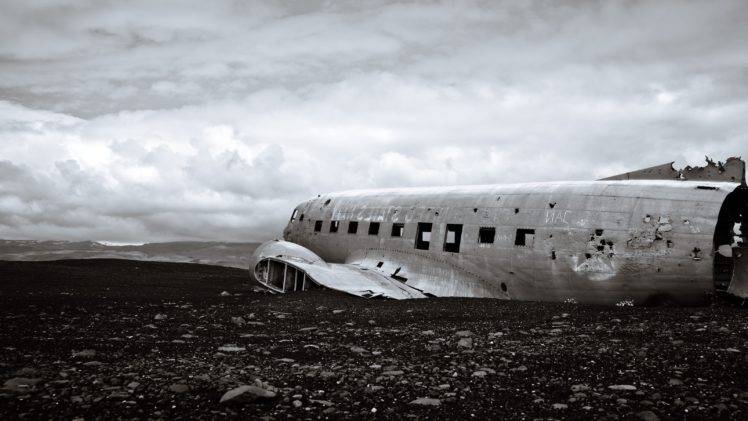 airplane, Beach, Iceland, Wreck HD Wallpaper Desktop Background