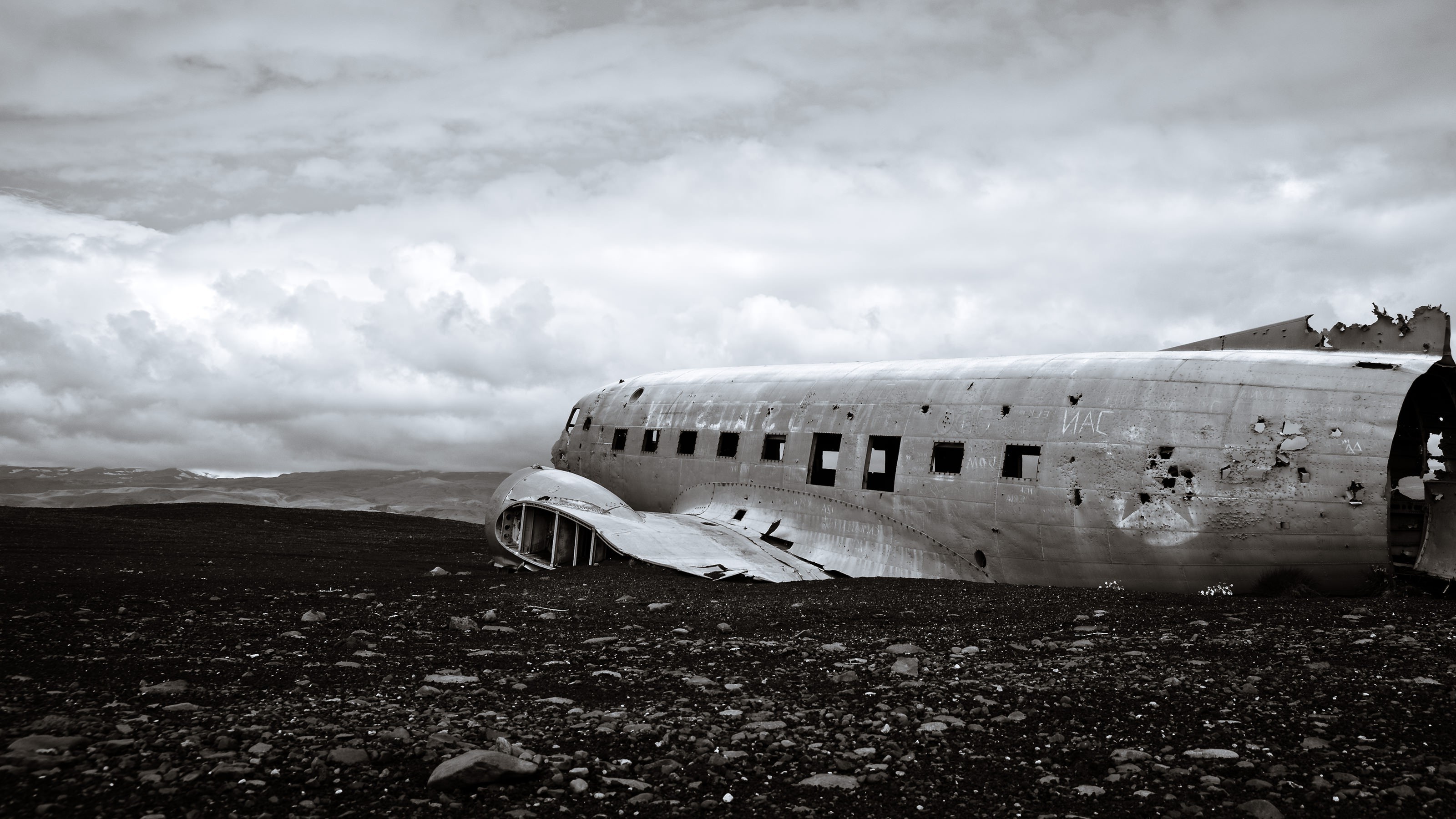 airplane, Beach, Iceland, Wreck Wallpaper
