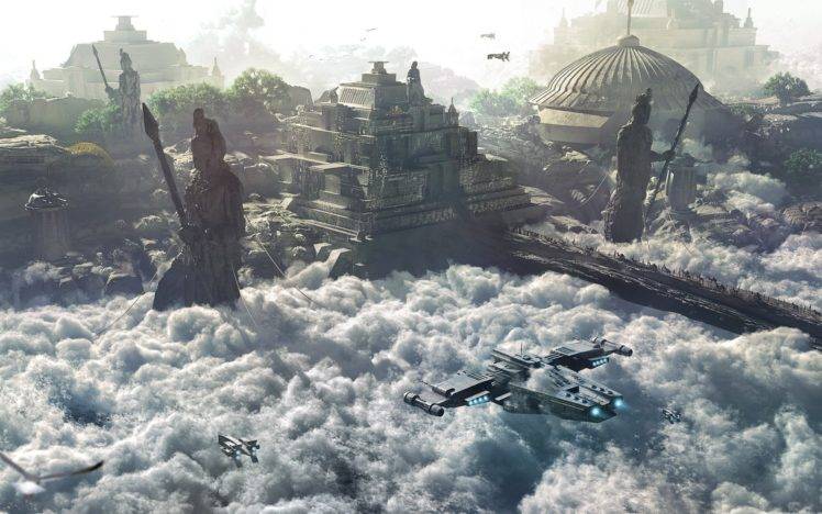 science fiction, City, Clouds HD Wallpaper Desktop Background