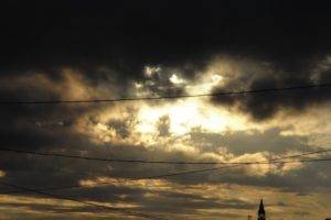 clouds, Sky, Wires, Sunlight
