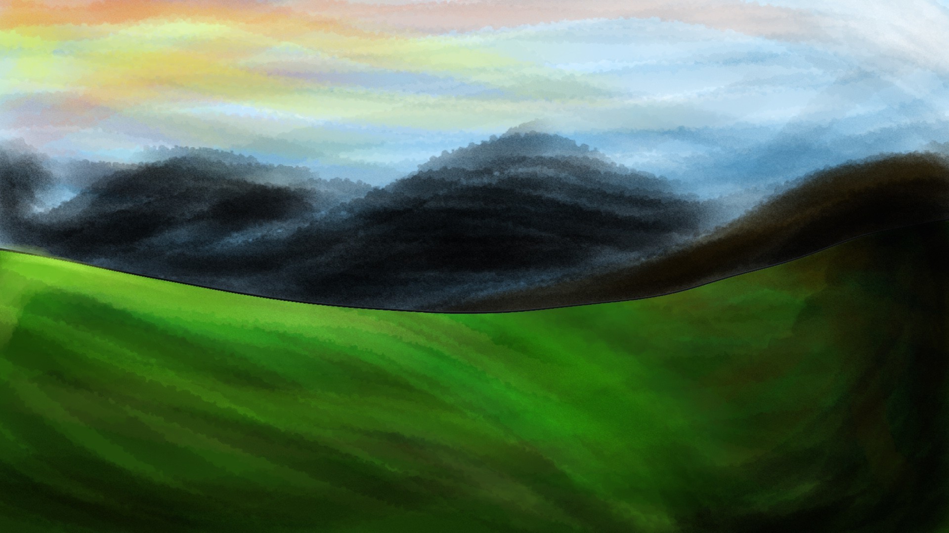 Sun, Sunset, Green Wallpaper