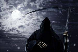 Grim Reaper, Moon, Clouds, Rain, Scythe