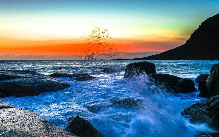 coast, Sea, Sunset HD Wallpaper Desktop Background