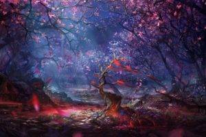 artwork, Fantasy art, Digital art, Forest, Trees, Colorful, Landscape, Nature
