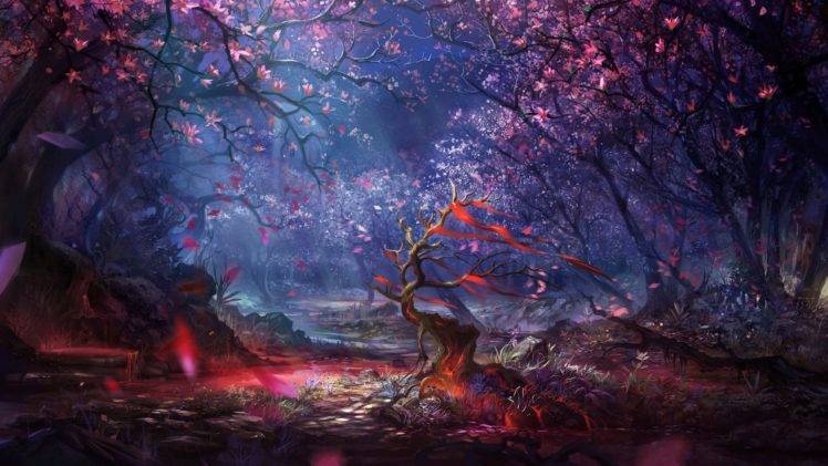 artwork, Fantasy art, Digital art, Forest, Trees, Colorful, Landscape, Nature HD Wallpaper Desktop Background