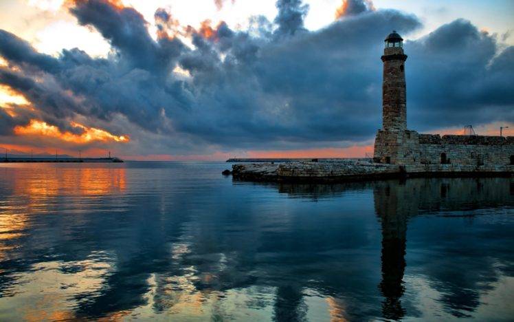 lighthouse, Water, Photography, Clouds, Depth of field, Sunset HD Wallpaper Desktop Background