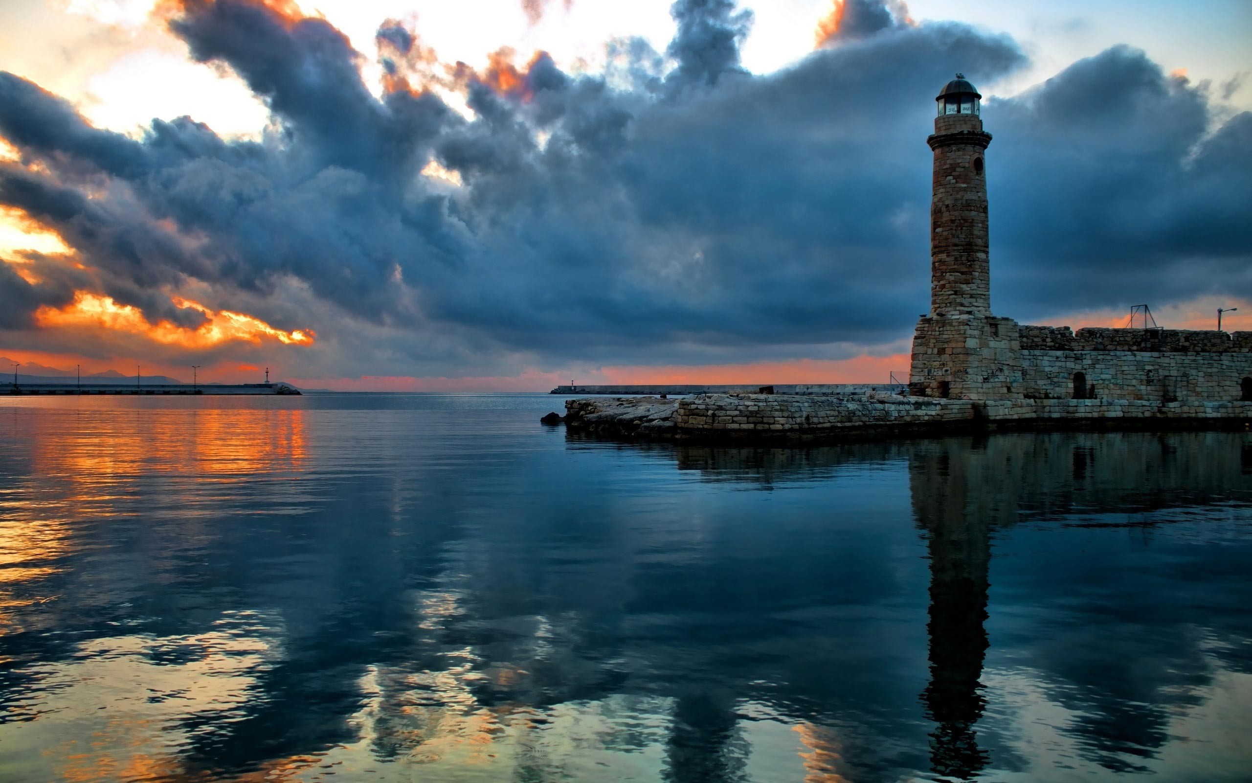 lighthouse, Water, Photography, Clouds, Depth of field, Sunset Wallpaper
