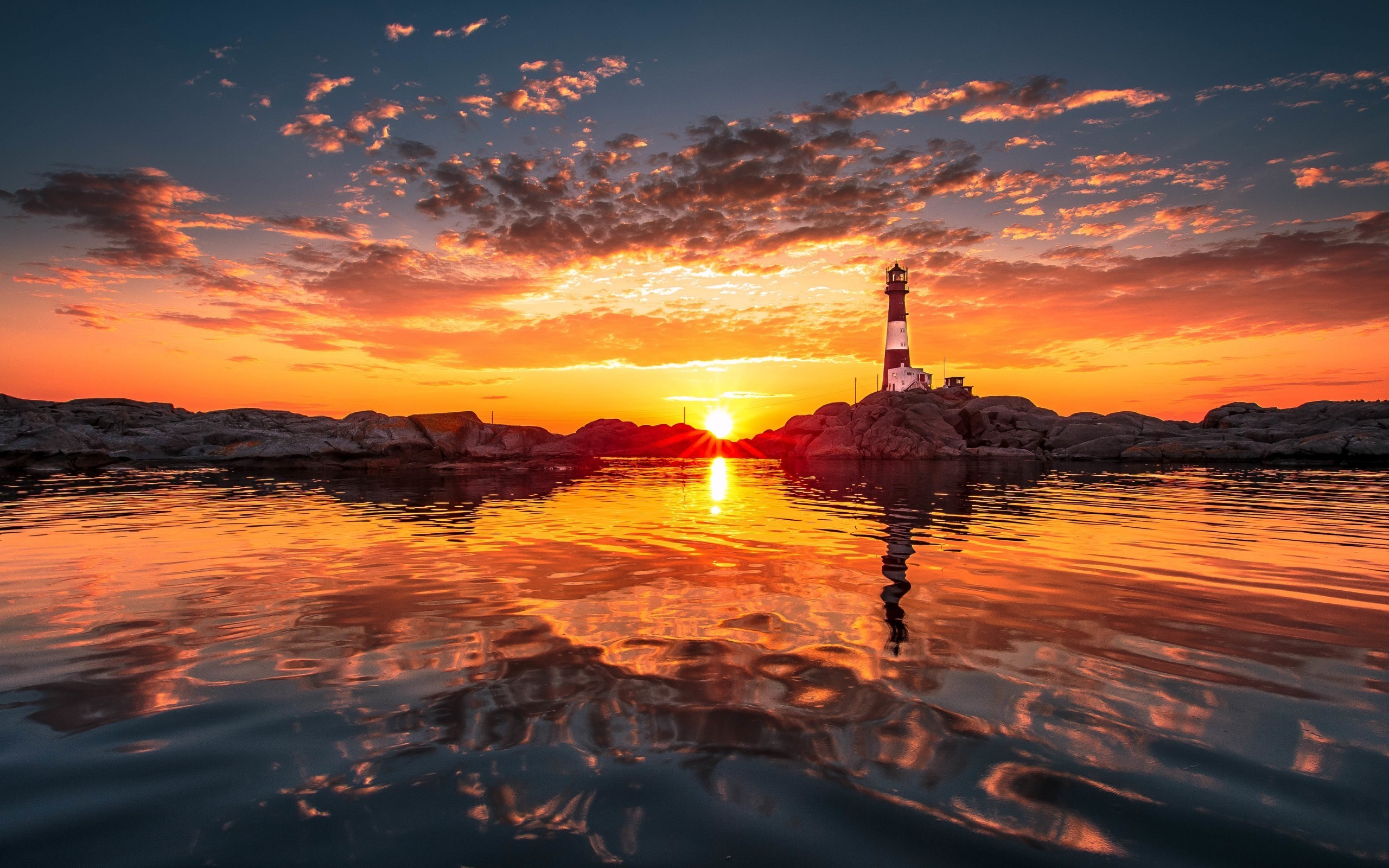 lighthouse, Water, Sunset, Clouds, Natural lighting, Photography Wallpaper