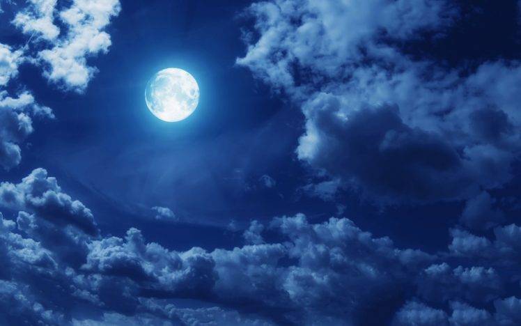 moon, Clouds, Sky, Moonlight HD Wallpaper Desktop Background