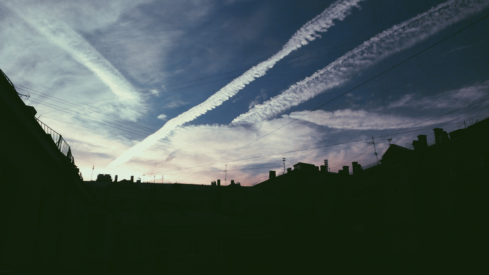 clouds, Rooftops Wallpaper