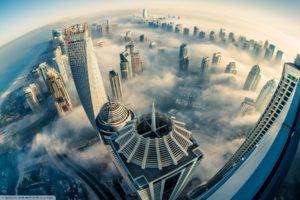 heights, Clouds, Sky lanterns, Skyscraper, City, Photography, Dubai